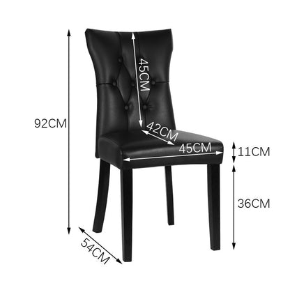 92cm Height Set of 2 Faux Leather Dining Chairs Buttoned High Back Side Chairs - House Comfort