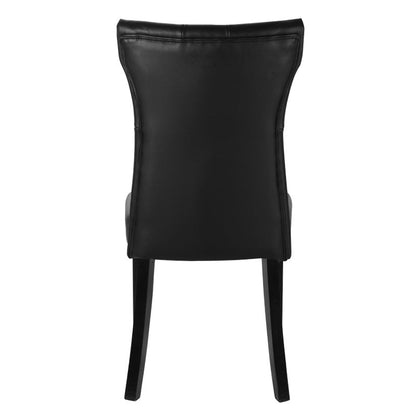 92cm Height Set of 2 Faux Leather Dining Chairs Buttoned High Back Side Chairs - House Comfort