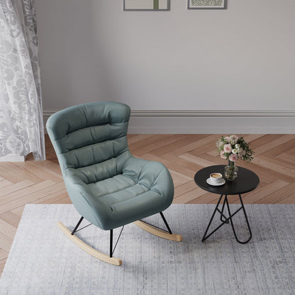 96cm Height Cyan Nordic Wooden Rocking Chair for Living Room Bedroom - House Comfort