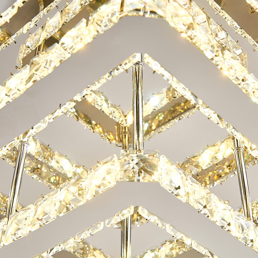 96w LED Ceiling Light 70 x 70 cm Square 3 Tier Crystal Chandelier - House Comfort