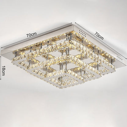 96w LED Ceiling Light 70 x 70 cm Square 3 Tier Crystal Chandelier - House Comfort