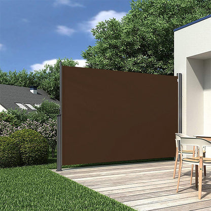 9ft Awning Outdoor Retractable Privacy Side Awning (Grey/Brown) - House Comfort