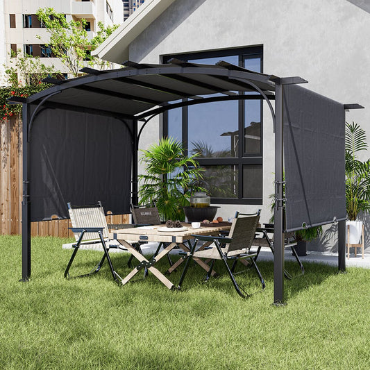 9ft Outdoor Gazebo Exquisite Summer Dark Grey Curved - House Comfort