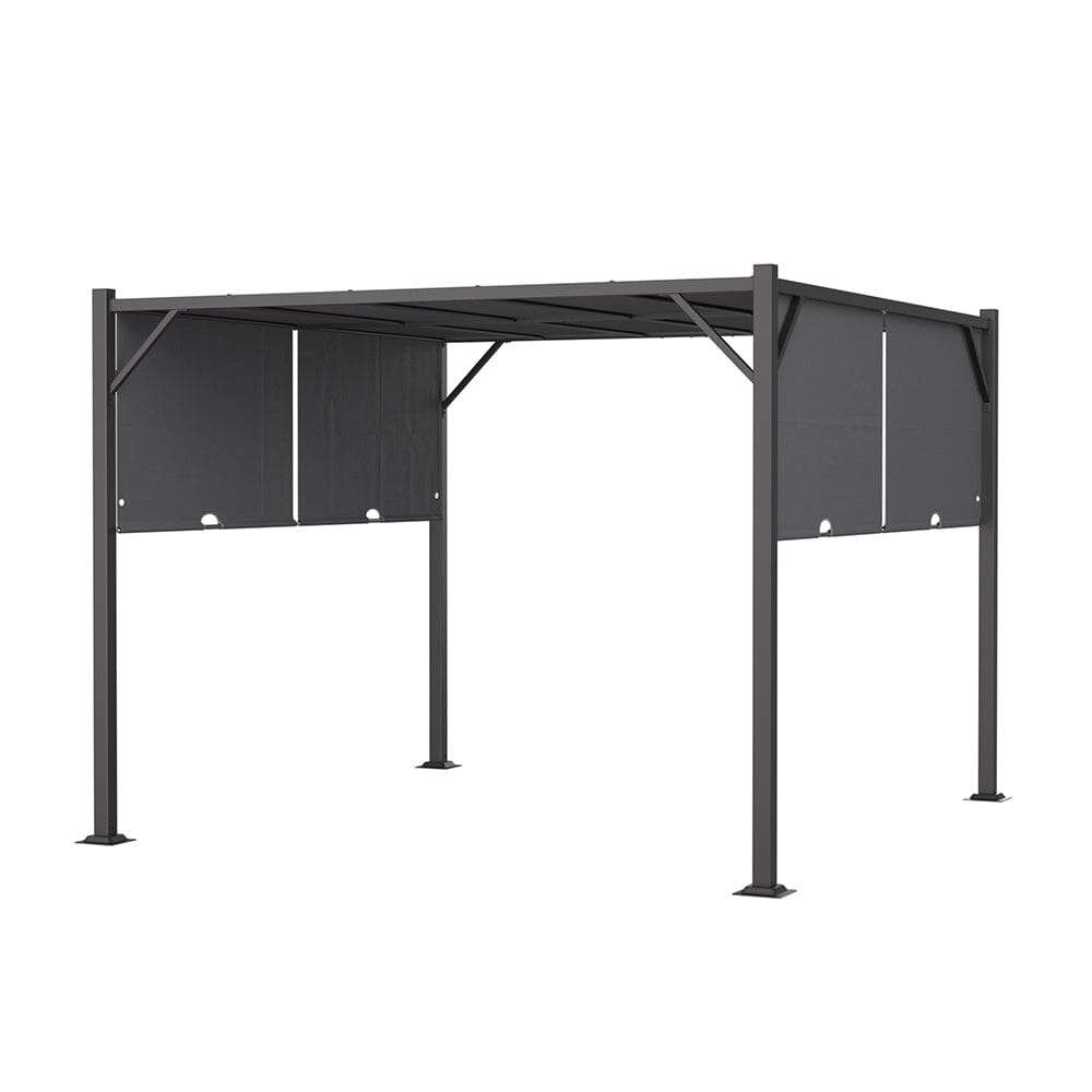 9ft Outdoor Steel Pergola Luxury with Retractable Canopy - House Comfort
