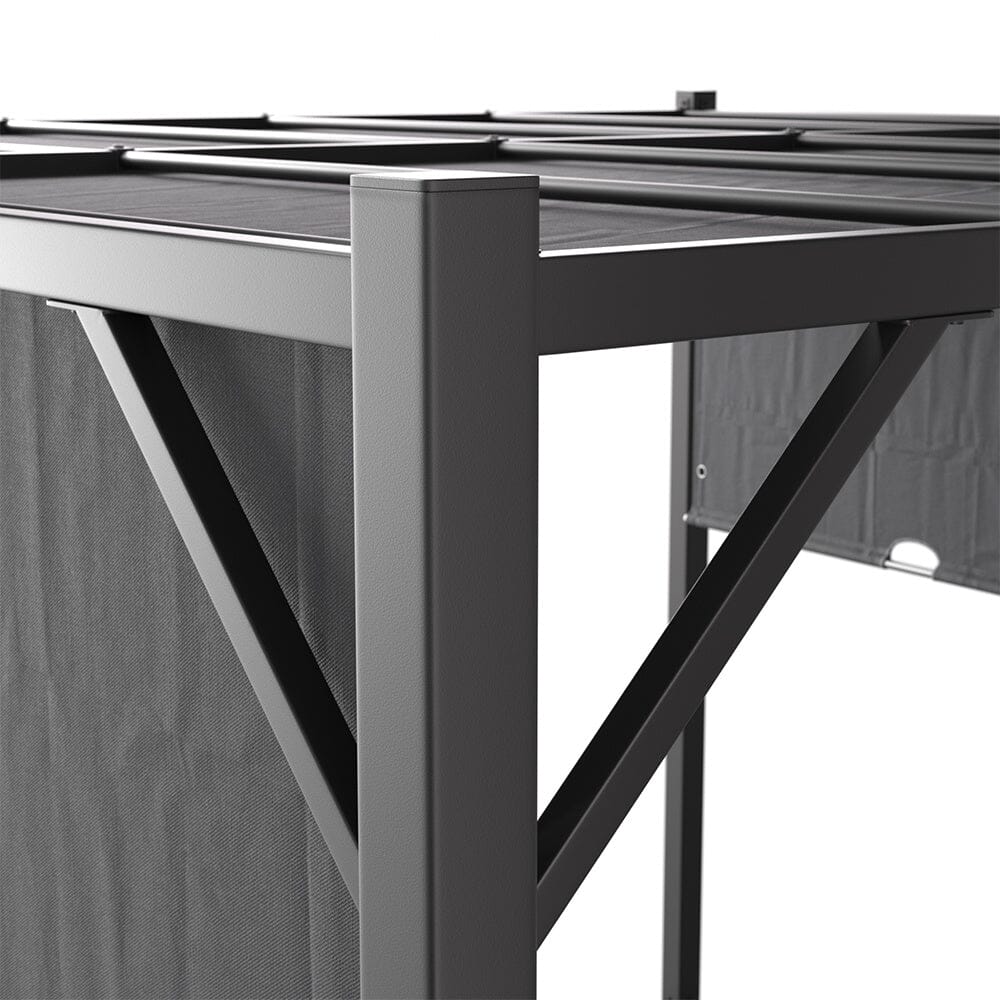 9ft Outdoor Steel Pergola Luxury with Retractable Canopy - House Comfort