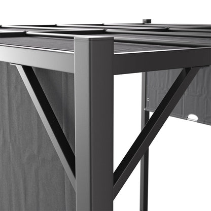 9ft Outdoor Steel Pergola Luxury with Retractable Canopy - House Comfort