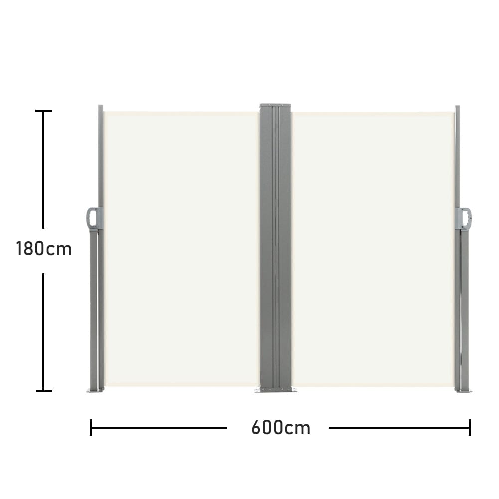 9ft Retractable Double Side Awning - White Water Resistant - House Comfort