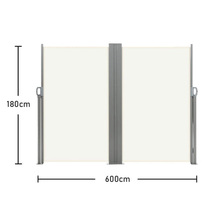 9ft Retractable Double Side Awning - White Water Resistant - House Comfort