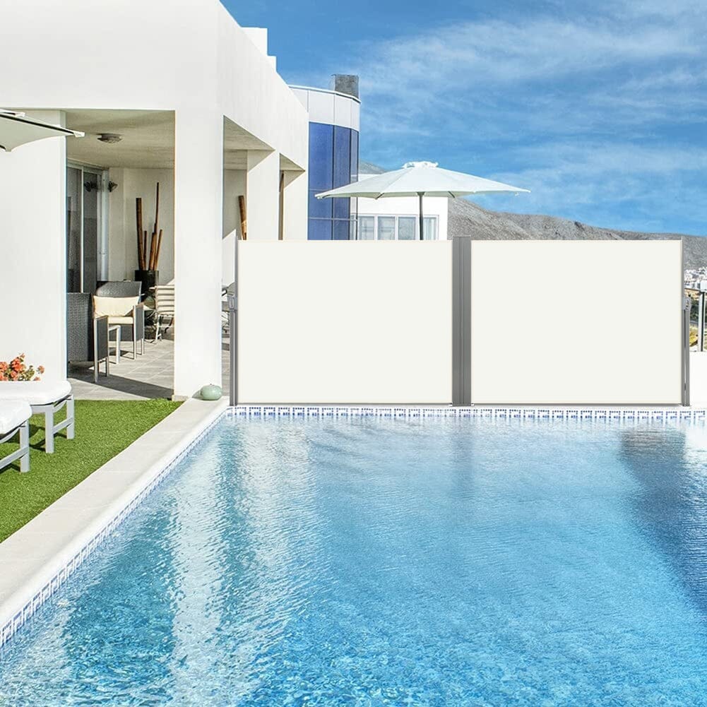 9ft Retractable Double Side Awning - White Water Resistant - House Comfort