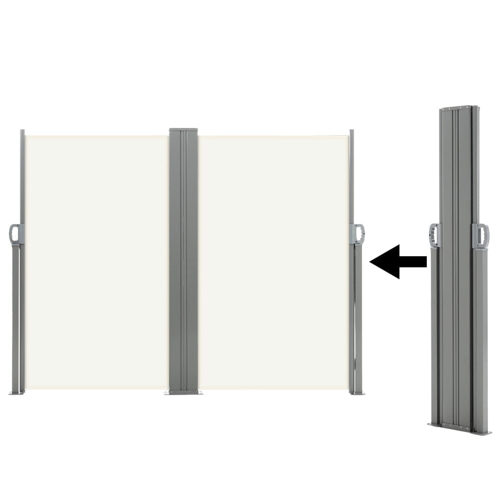 9ft Retractable Double Side Awning - White Water Resistant - House Comfort