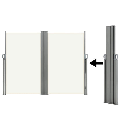 9ft Retractable Double Side Awning - White Water Resistant - House Comfort