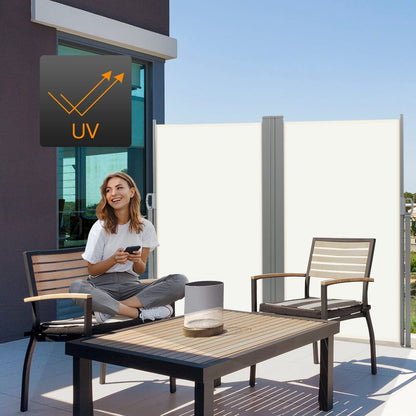 9ft Retractable Double Side Awning - White Water Resistant - House Comfort