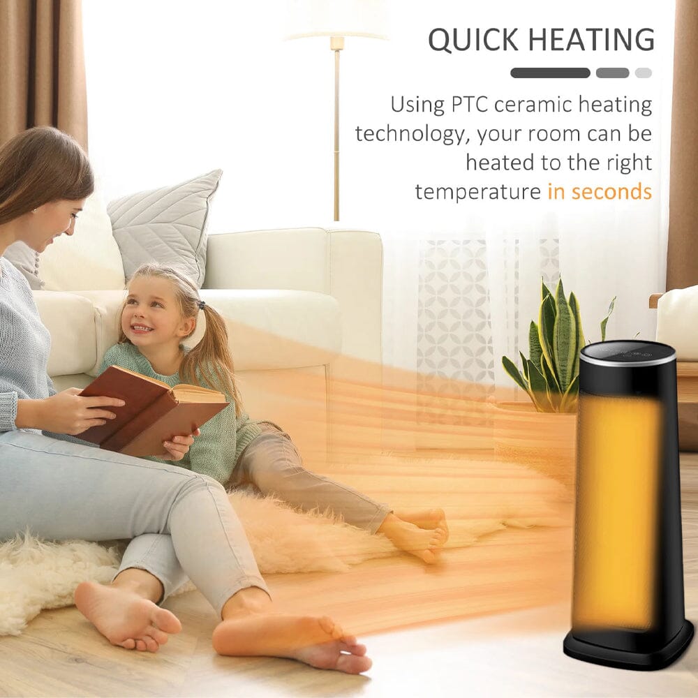Intellectual Black Electric PTC Ceramic Heater with Remote Control Velora Boutique