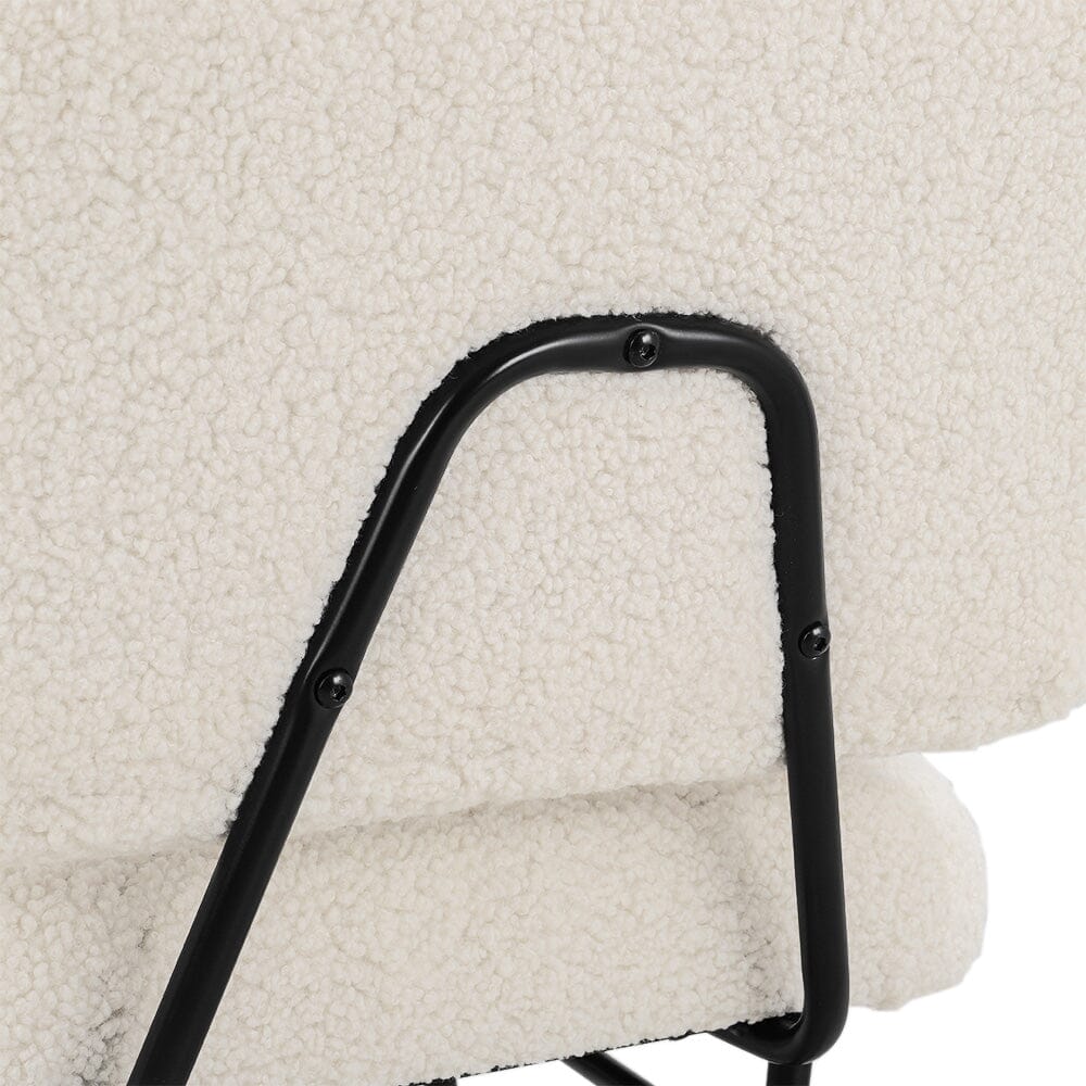 H 80cm Faux Wool Cocktail Chair Metal Frame Occasional Chair Velora Boutique