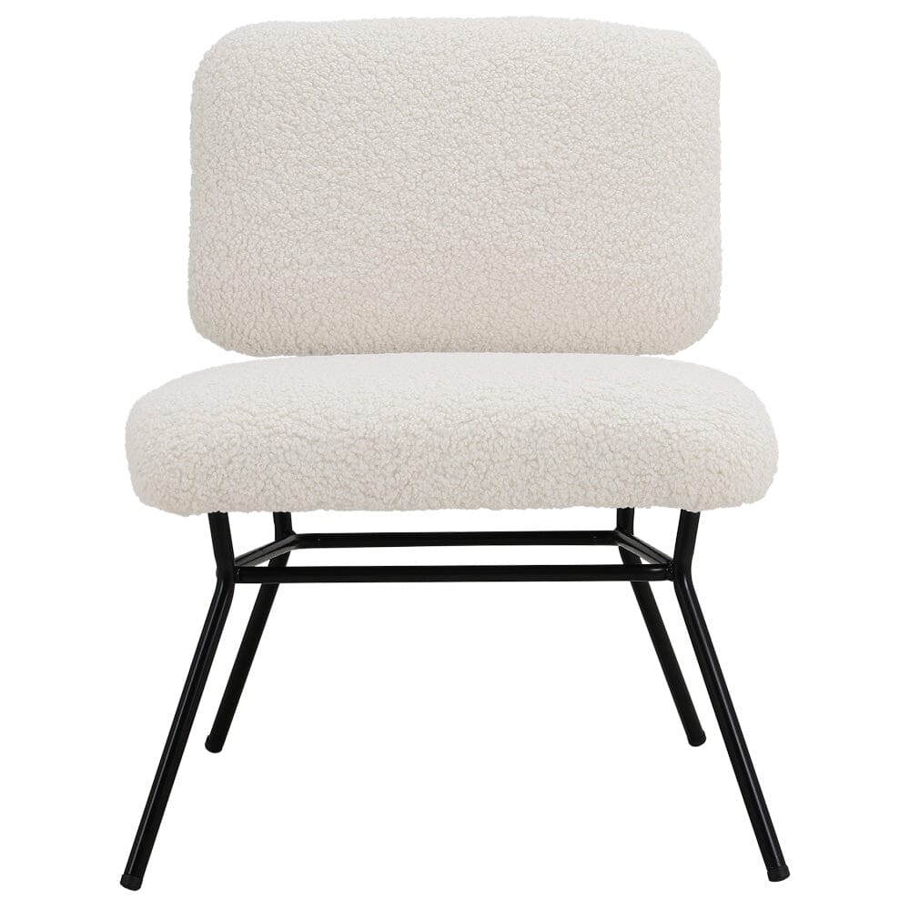 H 80cm Faux Wool Cocktail Chair Metal Frame Occasional Chair Velora Boutique