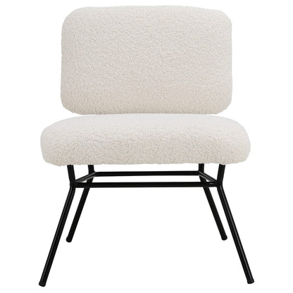 H 80cm Faux Wool Cocktail Chair Metal Frame Occasional Chair Velora Boutique