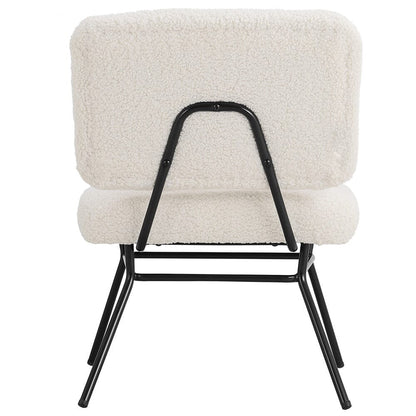 H 80cm Faux Wool Cocktail Chair Metal Frame Occasional Chair Velora Boutique
