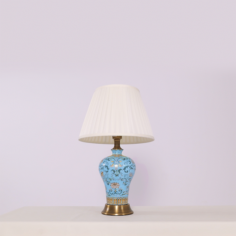 Lightsin Vibrant Ceramic Table Lamps for Living Room – Handcrafted Design with Warm Fabric Shade Velora Boutique