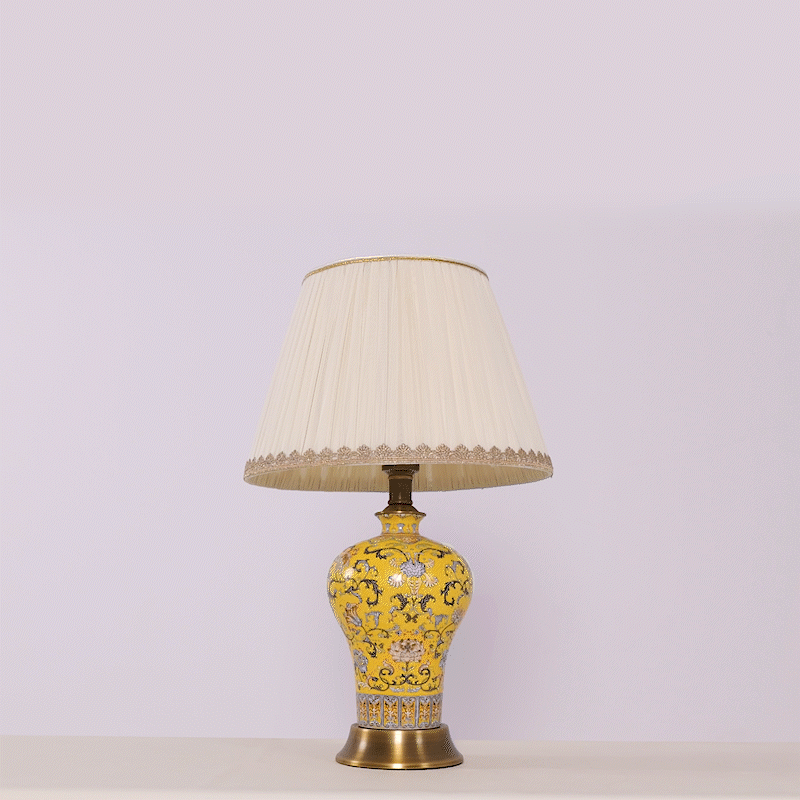 Lightsin Vibrant Ceramic Table Lamps for Living Room – Handcrafted Design with Warm Fabric Shade Velora Boutique