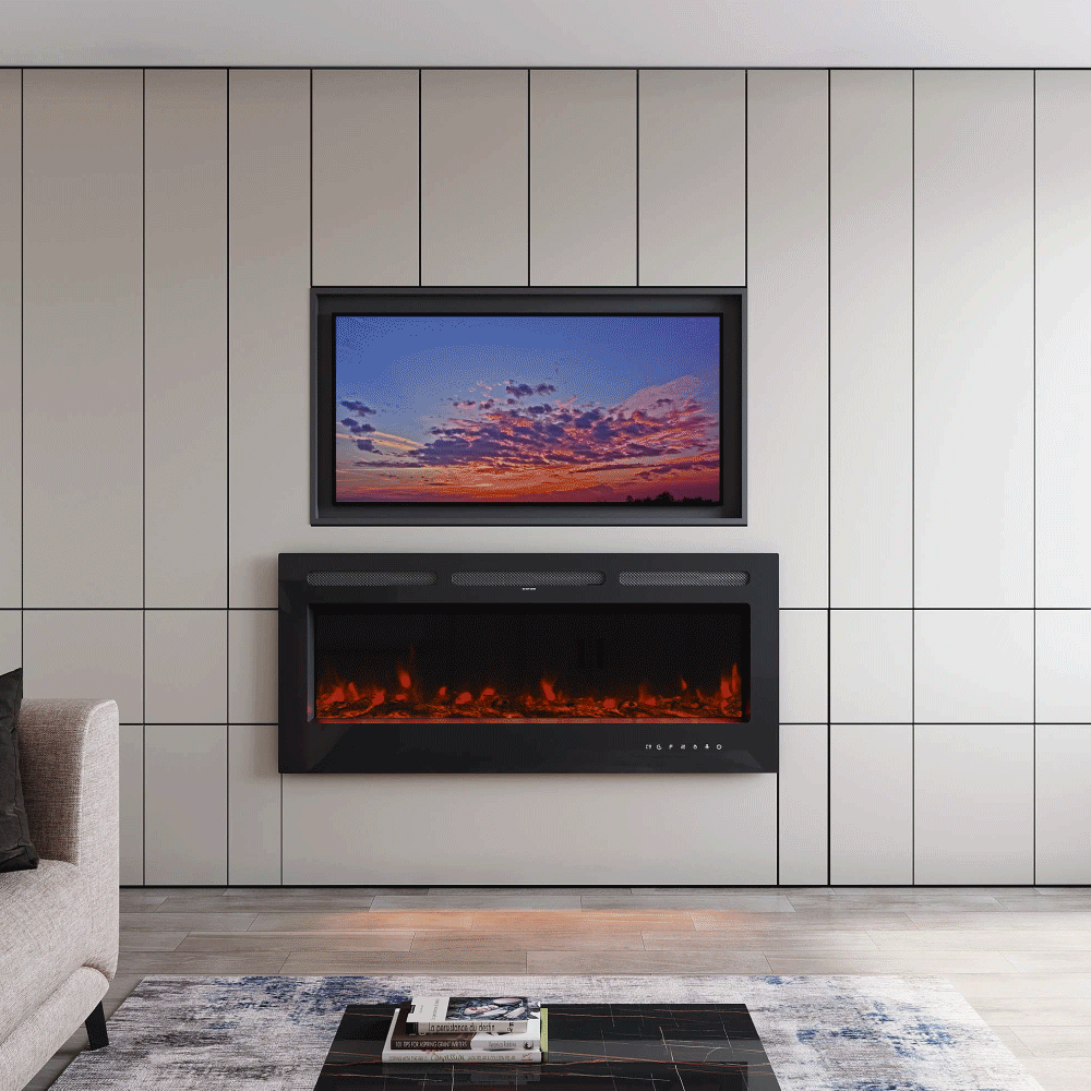 Smallbee Modern LED Wall Mounted/ Recessed Electric Fireplace Velora Boutique