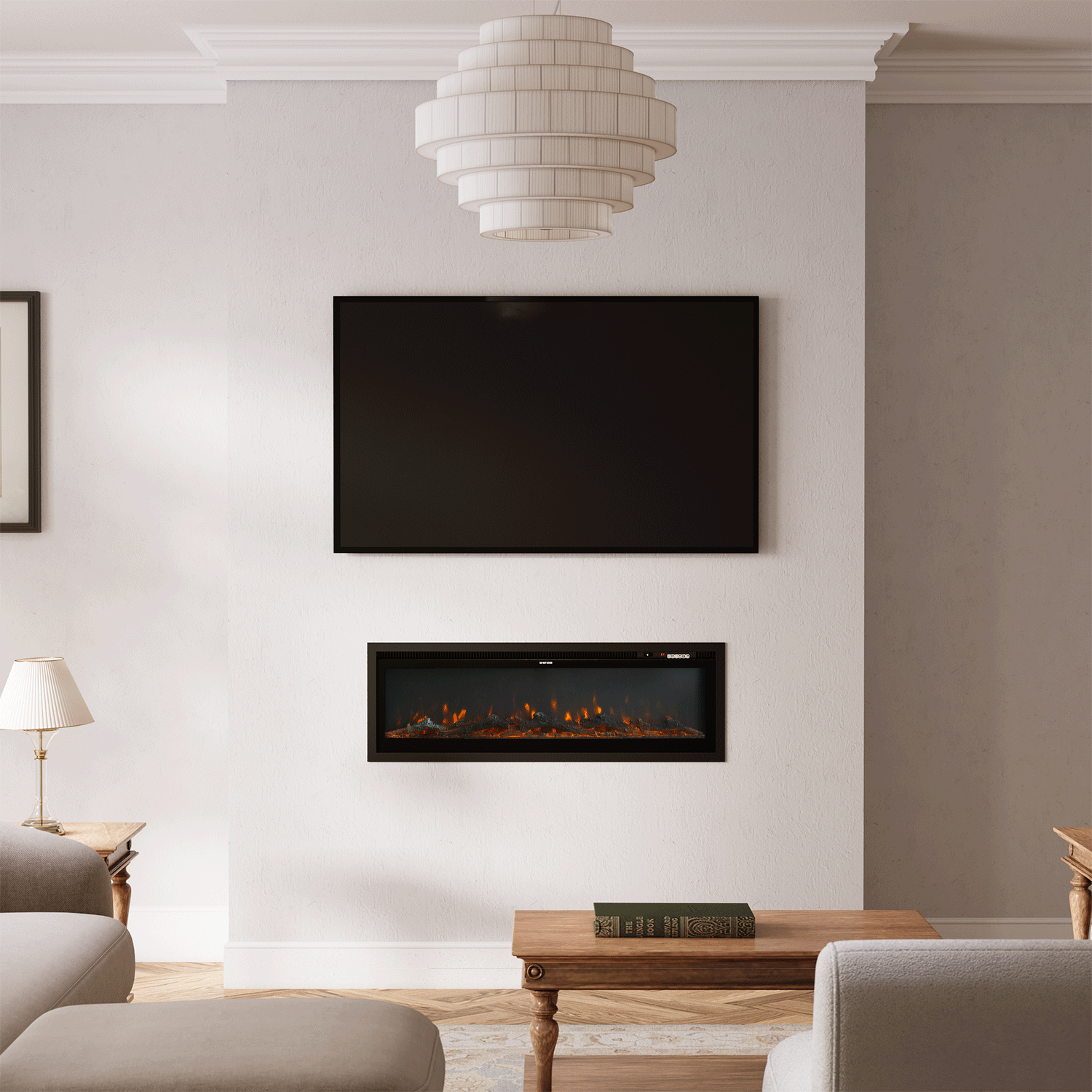 42/50/60/73 inch Electric Fire 12 Vibrant Flame Colours Electric Fireplace with Remote Velora Boutique