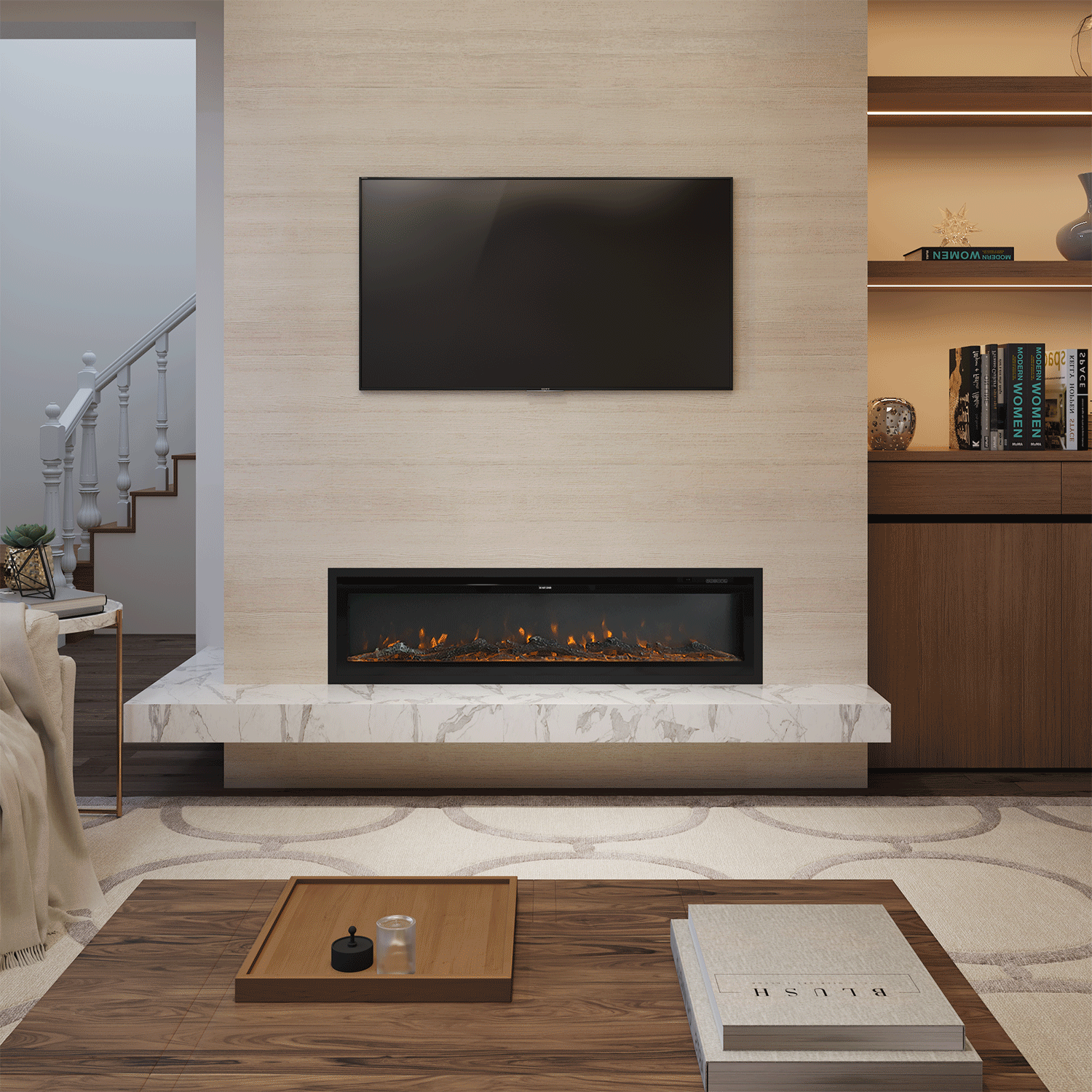 42/50/60/73 inch Electric Fire 12 Vibrant Flame Colours Electric Fireplace with Remote Velora Boutique