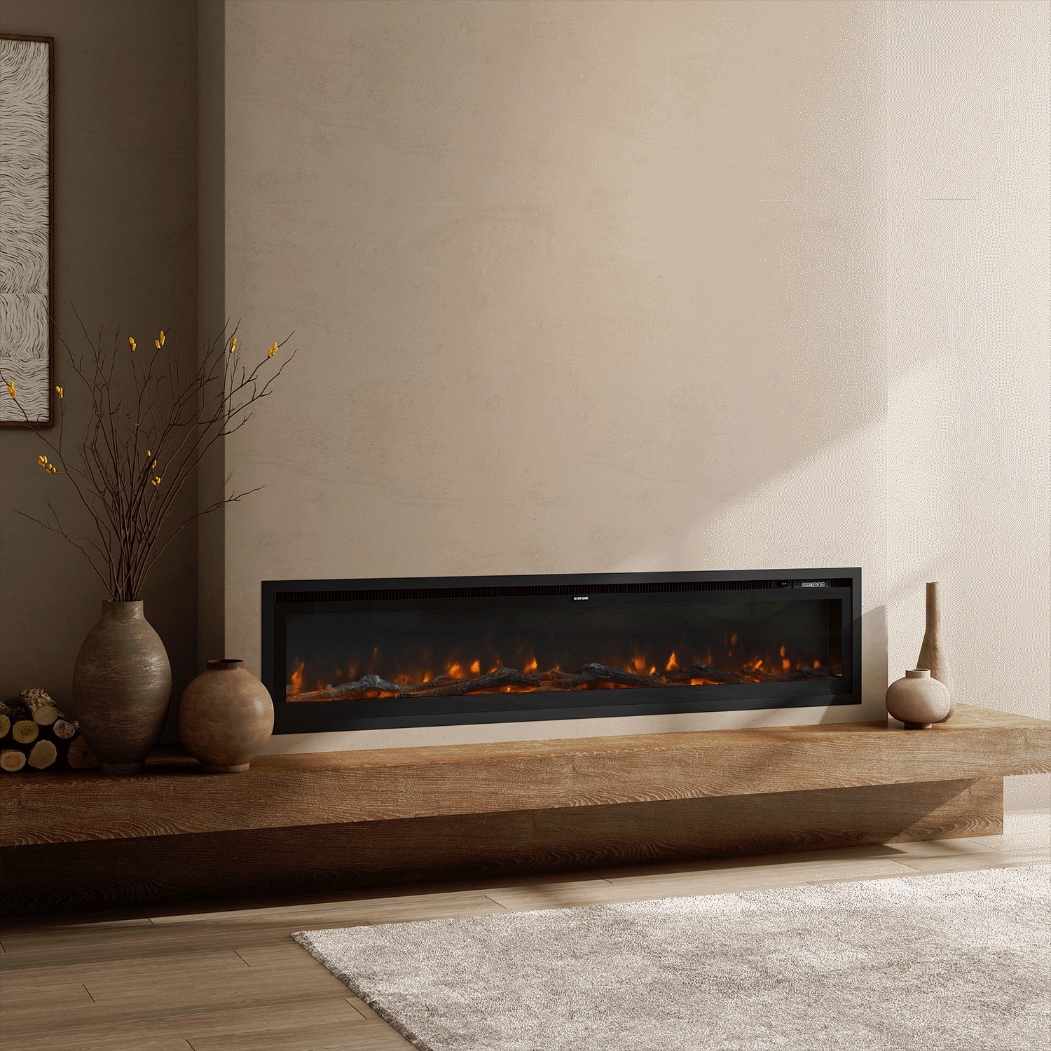 42/50/60/73 inch Electric Fire 12 Vibrant Flame Colours Electric Fireplace with Remote Velora Boutique