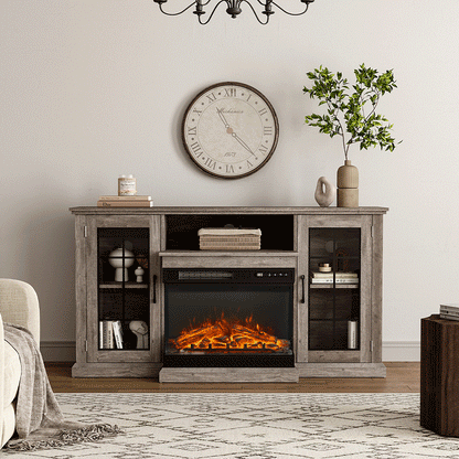 5ft Freestanding Fireplaces 3-Sided Electric Fireplace Rustic Grey TV Stand With Remote Control Velora Boutique