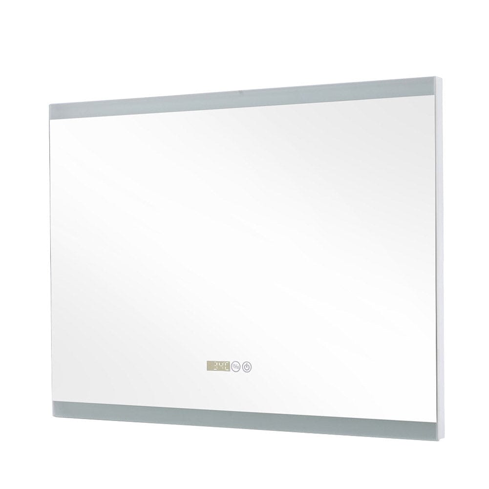 Large Rectangular Frameless Anti-Fog LED Vanity Mirror with Clock Velora Boutique