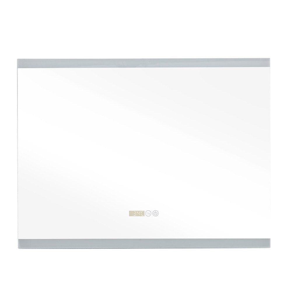 Large Rectangular Frameless Anti-Fog LED Vanity Mirror with Clock Velora Boutique