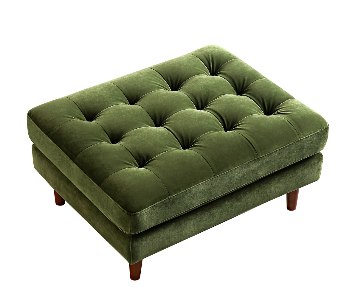 Cottonfy Ottoman, Moss Green Velvet