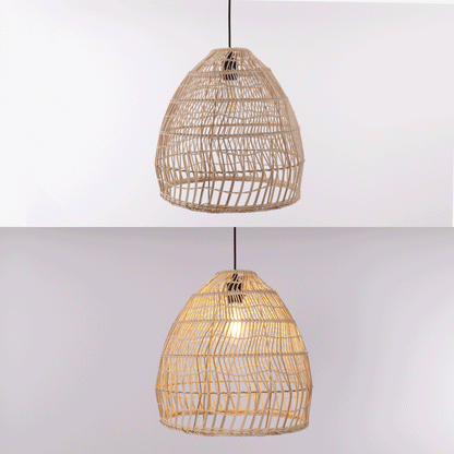 Lightsin Woven Rattan Dome Pendant Ceiling Light – Eco-Friendly Rustic Ceiling Light for Living Room, Dining, and Modern Interiors Velora Boutique