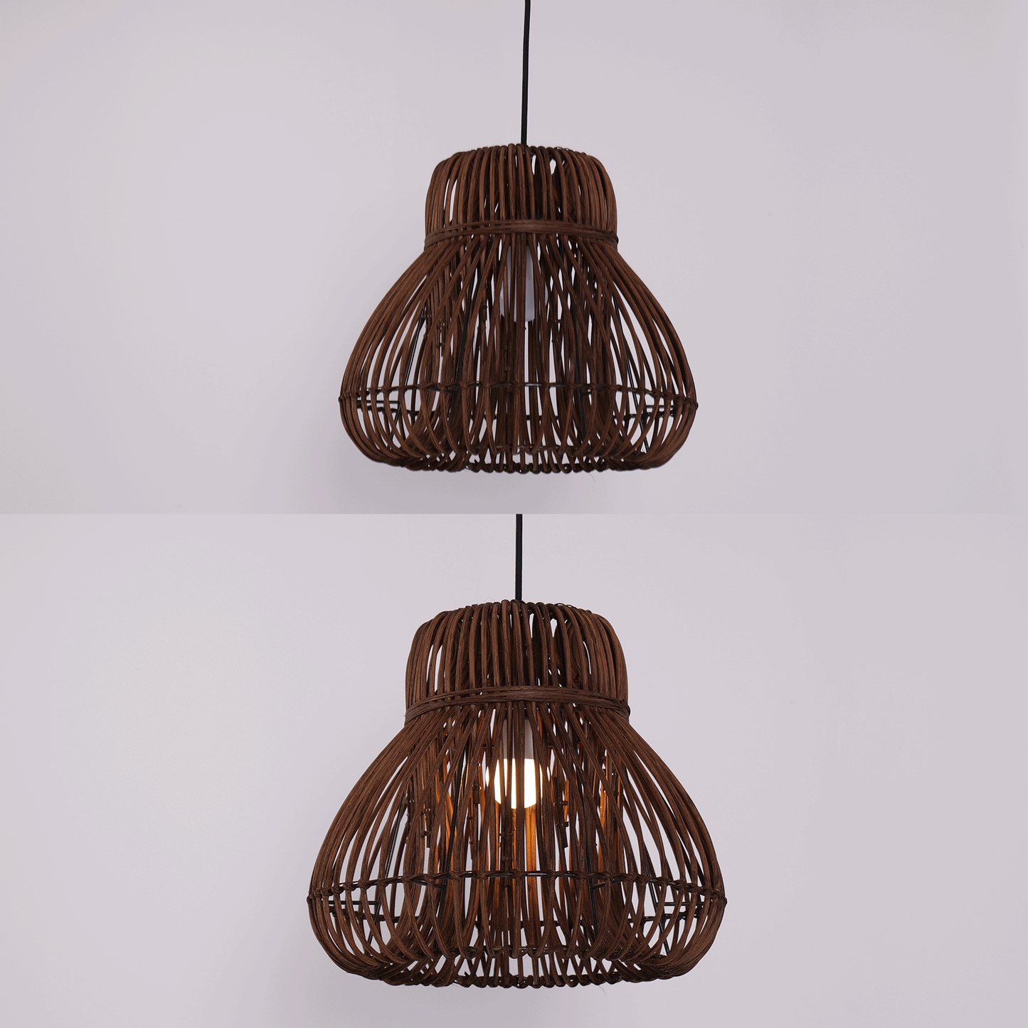 Lightsin Natural Woven Rattan Pendant Light – Handcrafted Rustic Ceiling Light for Dining Rooms, Living Spaces, and Cafés Velora Boutique