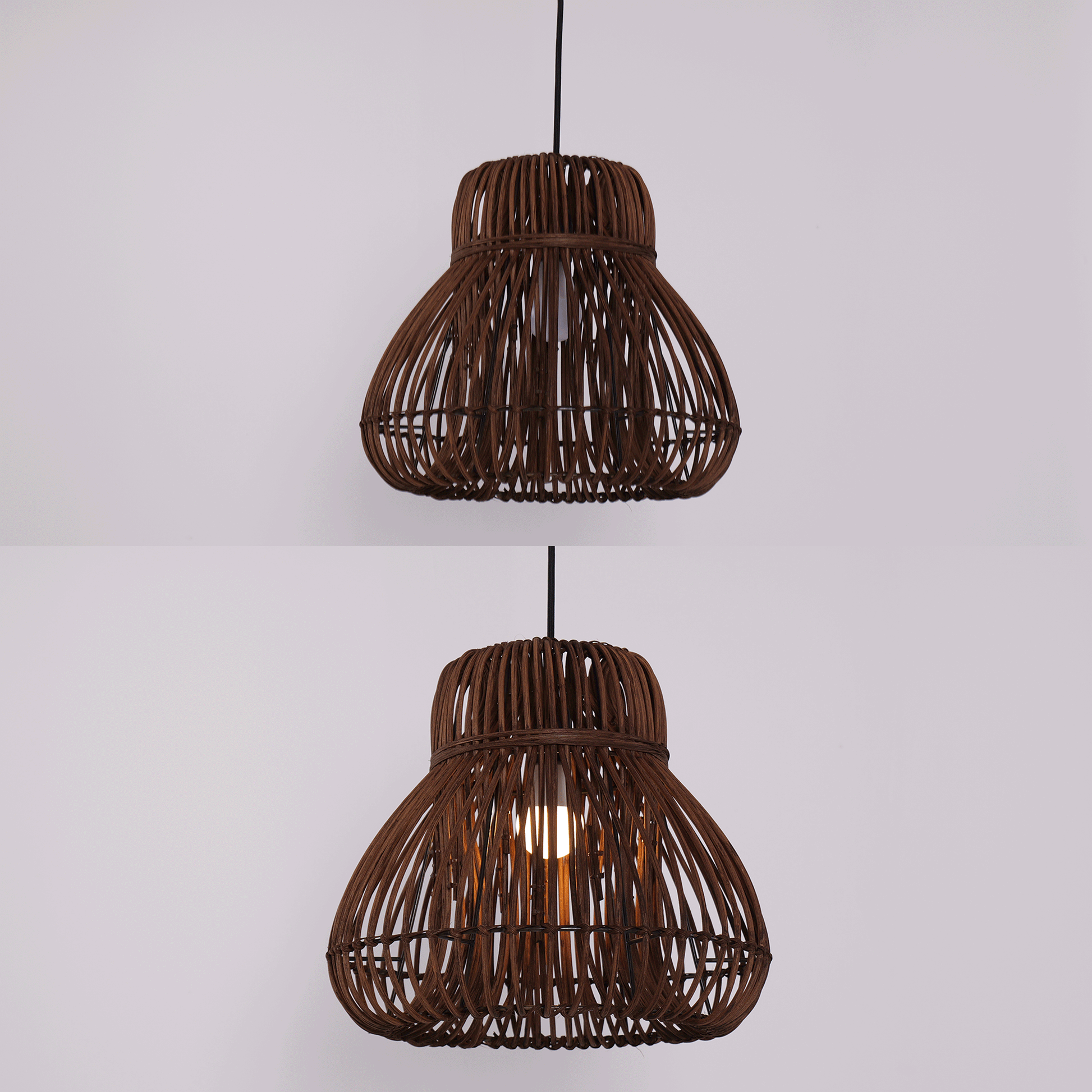 Lightsin Natural Woven Rattan Pendant Light – Handcrafted Rustic Ceiling Light for Dining Rooms, Living Spaces, and Cafés Velora Boutique