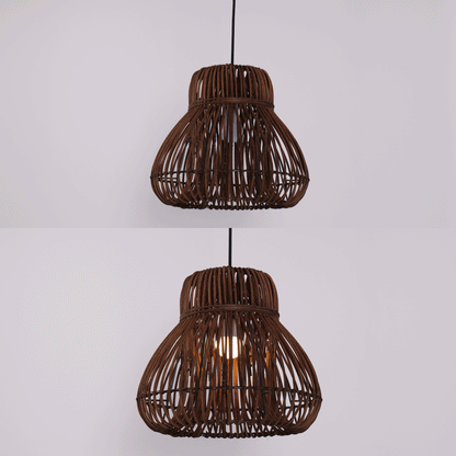 Lightsin Natural Woven Rattan Pendant Light – Handcrafted Rustic Ceiling Light for Dining Rooms, Living Spaces, and Cafés Velora Boutique