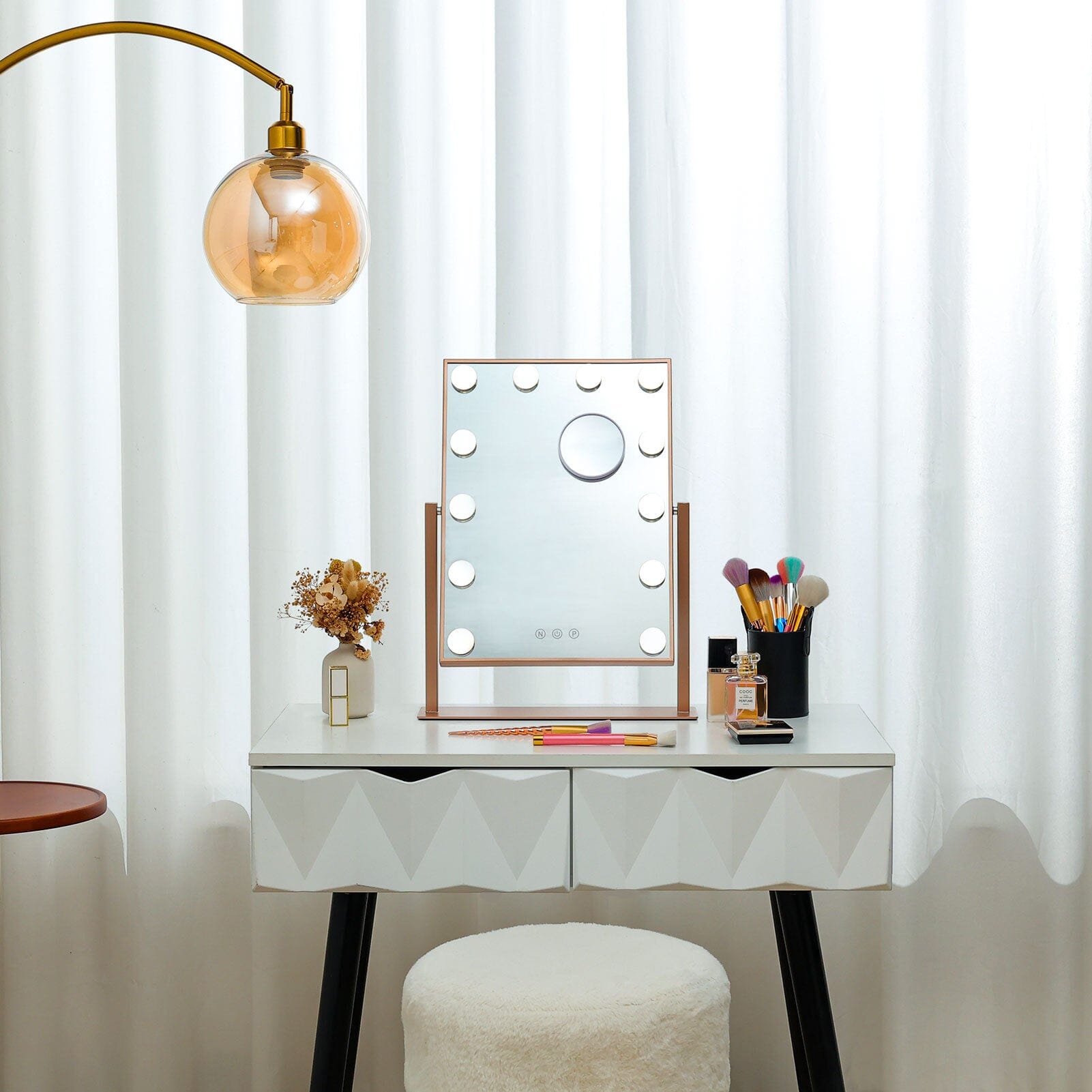 Adjustable Large Rectangular Lighted Makeup Mirror - House Comfort