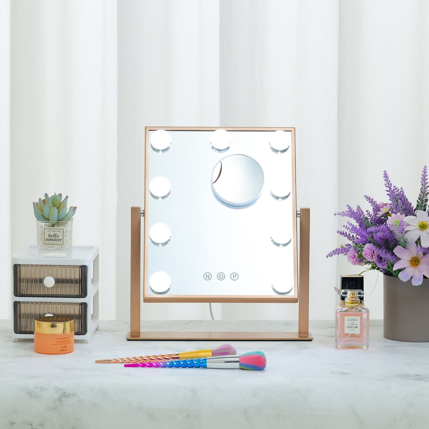 Adjustable LED Hollywood Vanity Mirror Touch Screen Control - House Comfort