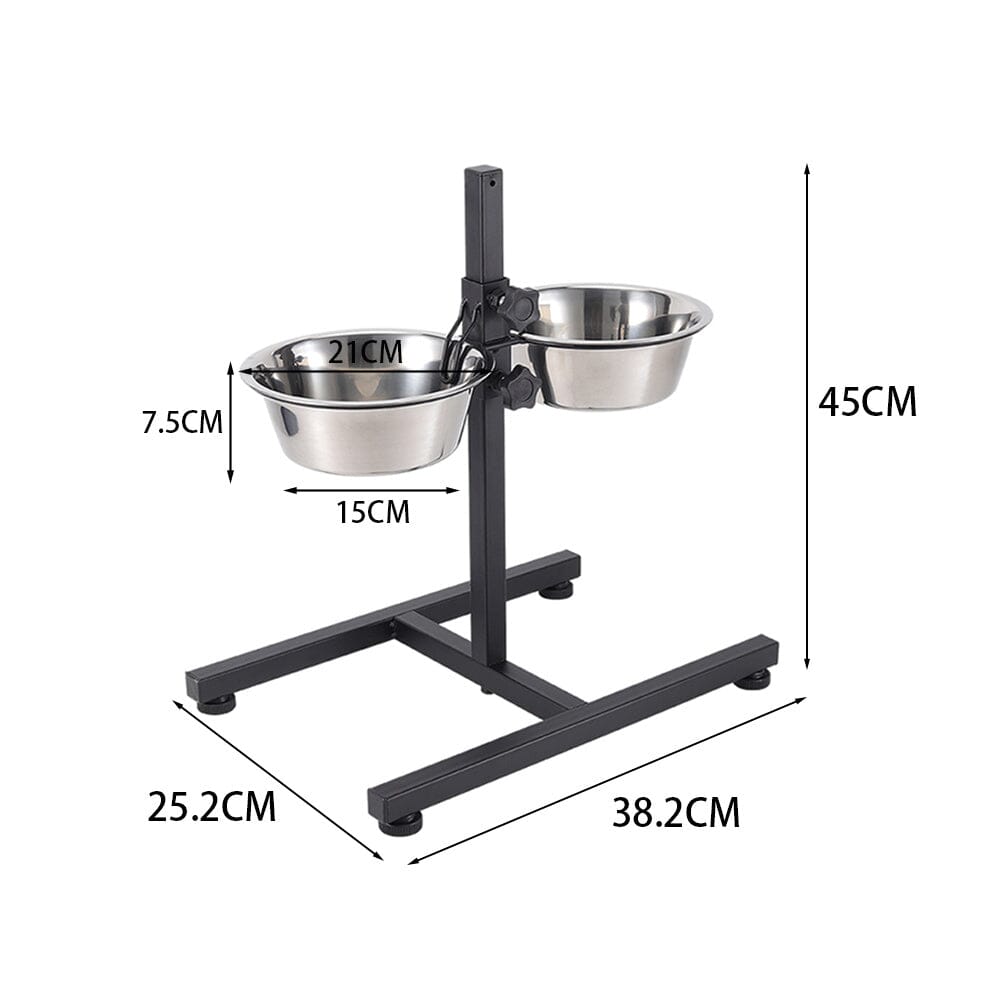 Adjustable Stainless Steel Elevated Dog Feeding Station - House Comfort