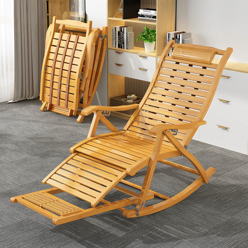 Bamboo Rocking Chair Foldable Recliner - House Comfort