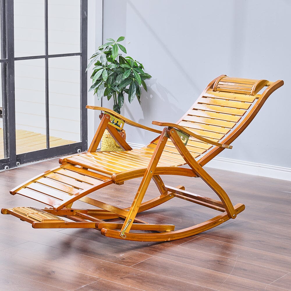 Bamboo Rocking Chair Foldable Recliner - House Comfort