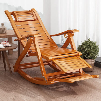 Bamboo Rocking Chair Foldable Recliner - House Comfort