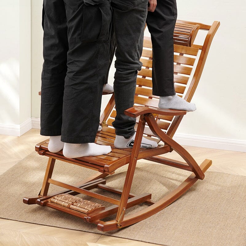 Bamboo Rocking Chair Foldable Recliner - House Comfort