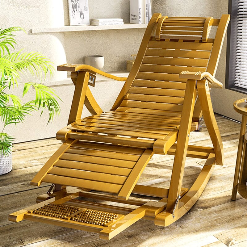 Bamboo Rocking Chair Foldable Recliner - House Comfort
