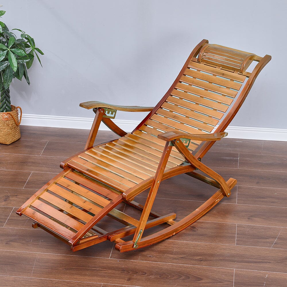 Bamboo Rocking Chair Foldable Recliner - House Comfort
