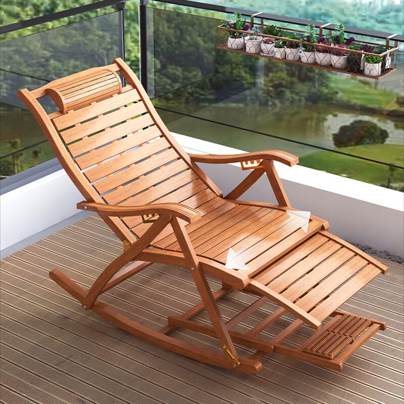 Bamboo Rocking Chair Foldable Recliner - House Comfort
