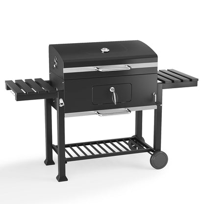 Barrel Charcoal Outdoor Grill Wide 160cm with Side Shelves - House Comfort