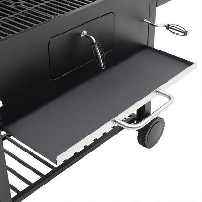 Barrel Charcoal Outdoor Grill Wide 160cm with Side Shelves - House Comfort