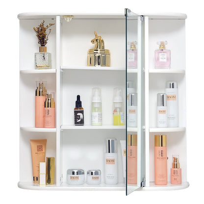 Bathroom Mirror Cabinets Wall Mounted One Door Storage Shelves Furniture White - House Comfort