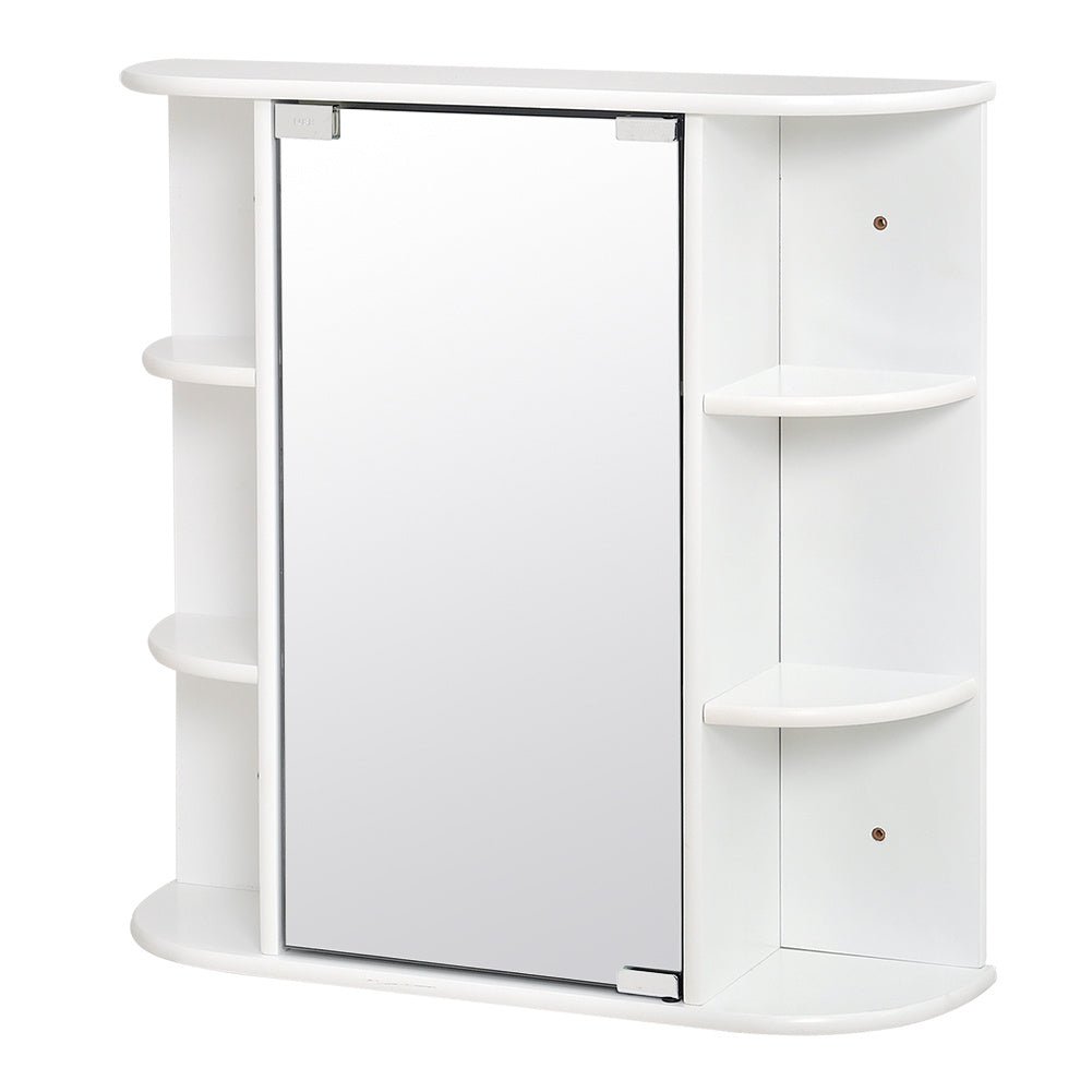 Bathroom Mirror Cabinets Wall Mounted One Door Storage Shelves Furniture White - House Comfort