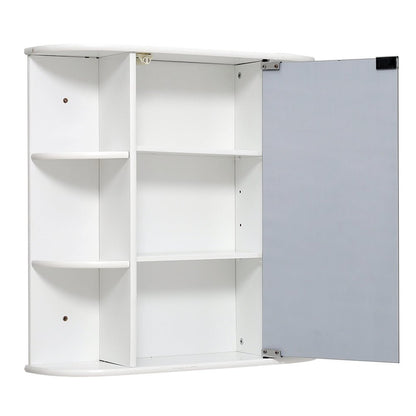Bathroom Mirror Cabinets Wall Mounted One Door Storage Shelves Furniture White - House Comfort
